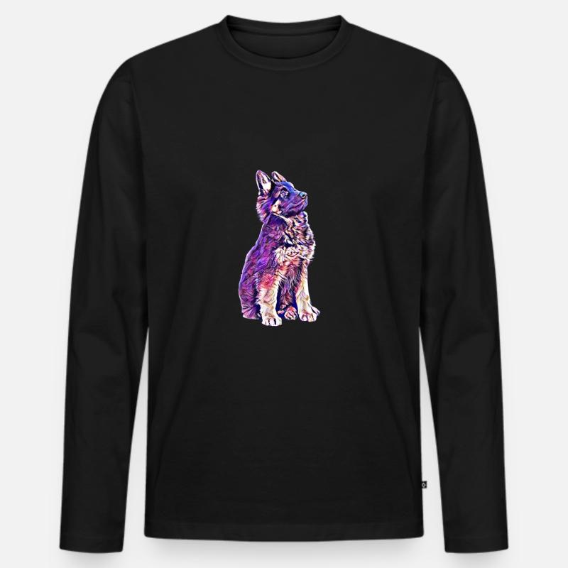Schäferhund Welpe - Männer Premium Bio Langarmshirt - Schwarz