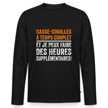 Casse-couilles à temps complet - T-shirt manches longues Premium bio Homme - noir - Devant - Nico (187cm)