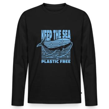 Keep The Sea Plastic Free Wal Umwelt Meer - Männer Premium Bio Langarmshirt - Schwarz - Vorne - Nico (187cm)
