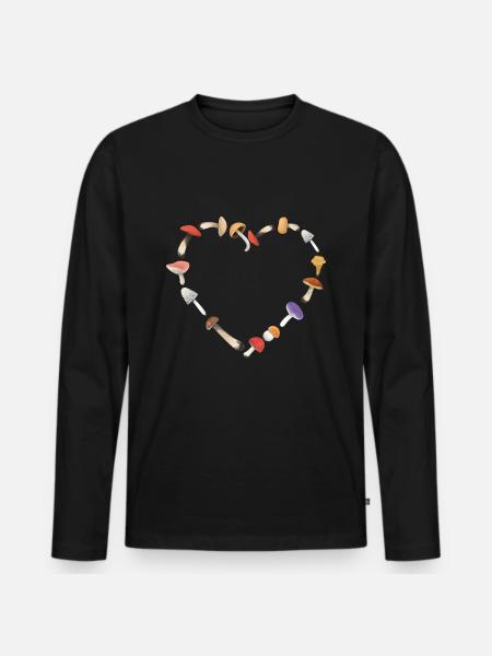Steinpilze | Pfifferling | Champignons - Männer Premium Bio Langarmshirt - Schwarz