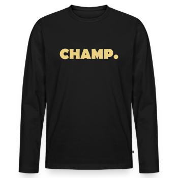 CHAMP - Männer Premium Bio Langarmshirt - Schwarz - Vorne - Nico (187cm)