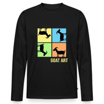 Goat popart Goat pulling posture "goat-art" - Men's Premium Organic Long Sleeve Shirt - black - Front - Nico (187cm)