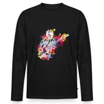 Guitar lover watercolor design for guitarists - Men's Premium Organic Long Sleeve Shirt - black - Front - Nico (187cm)