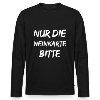 Nur die Weinkarte bitte - Männer Premium Bio Langarmshirt - Schwarz - Vorne - Nico (187cm)