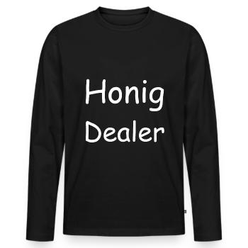 Honig Dealer - Männer Premium Bio Langarmshirt - Schwarz - Vorne - Nico (187cm)