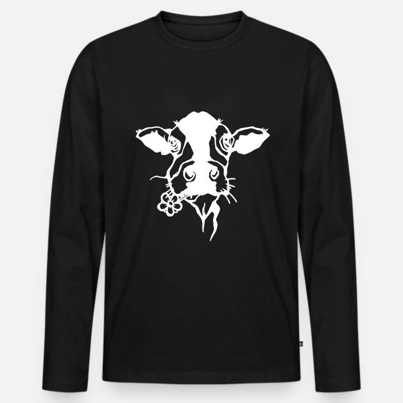 Kuh - Männer Premium Bio Langarmshirt - Schwarz