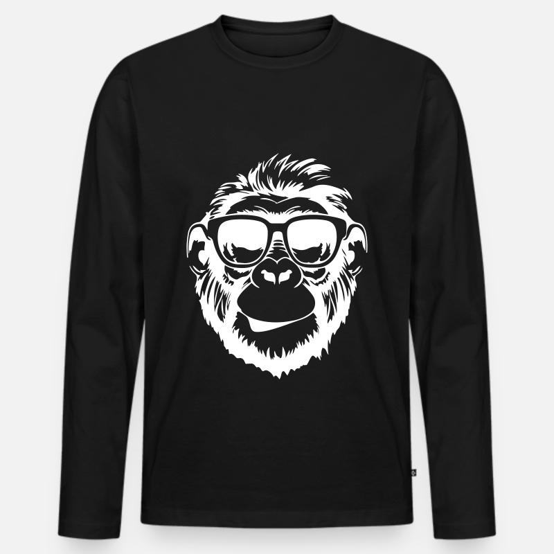 Affe Cool Party - Männer Premium Bio Langarmshirt - Schwarz