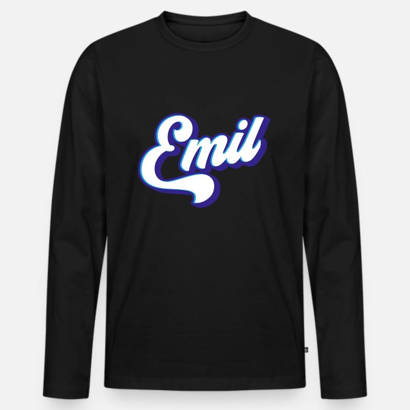 Emil | Farben änderbar - Männer Premium Bio Langarmshirt - Schwarz