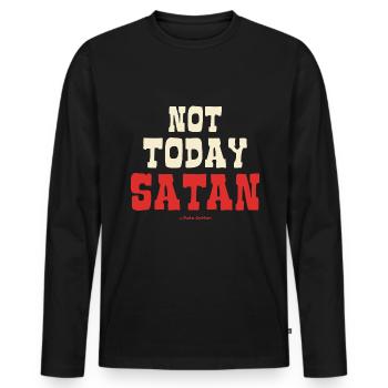 Pas aujourd’hui, Satan - T-shirt manches longues Premium bio Homme - noir - Devant - Nico (187cm)