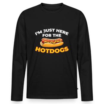 I'm Just Here For The Hot Dogs Lustiges Hot Dog - Männer Premium Bio Langarmshirt - Schwarz - Vorne - Nico (187cm)
