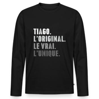Tiago L'original Le Vrai L'unique - T-shirt manches longues Premium bio Homme - noir - Devant - Nico (187cm)