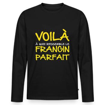 Frangin Parfait - T-shirt manches longues Premium bio Homme - noir - Devant - Nico (187cm)