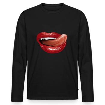 langue bouche PROTÈGE-BOUCHE IDÉE CADEAU - T-shirt manches longues Premium bio Homme - noir - Devant - Nico (187cm)