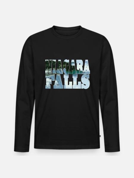 Niagara Falls Typografie - Männer Premium Bio Langarmshirt - Schwarz