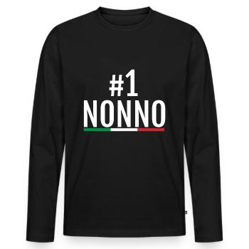 World's Best Nonno Ever Shirt - Italian Grandfathe - Men's Premium Organic Long Sleeve Shirt - black - Front - Nico (187cm)