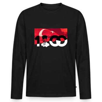 Cumhuriyet 100 Mustafa Kemal Ataturk Turkey - Men's Premium Organic Long Sleeve Shirt - black - Front - Nico (187cm)