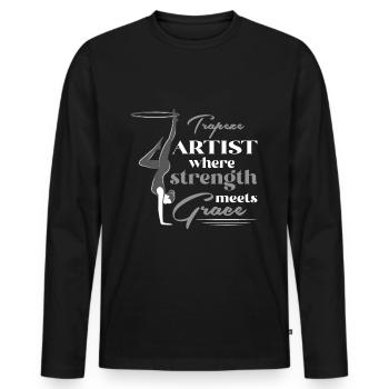 Costume trapéziste trapèze cirque vintage - T-shirt manches longues Premium bio Homme - noir - Devant - Nico (187cm)