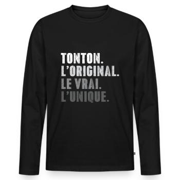 Tonton L'original Le Vrai L'unique - T-shirt manches longues Premium bio Homme - noir - Devant - Nico (187cm)