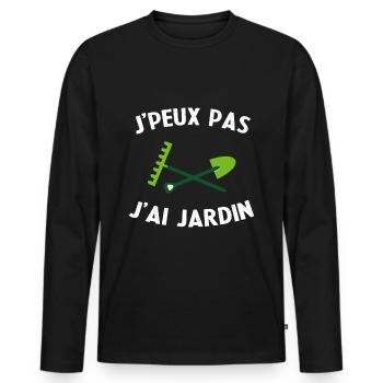 Ich kann nicht Ich Gärtner - Männer Premium Bio Langarmshirt - Schwarz - Vorne - Nico (187cm)