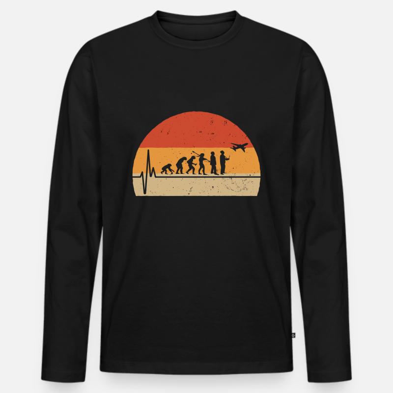 Model Flieger Flugzeug Evolution Modellflugzeug - Männer Premium Bio Langarmshirt - Schwarz