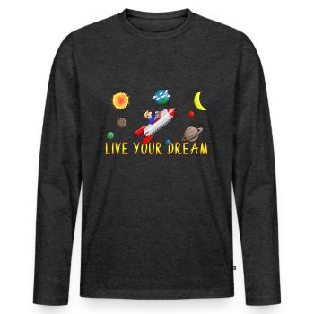 live your dream - Men's Premium Organic Long Sleeve Shirt - heather anthracite - Front - Nico (187cm)