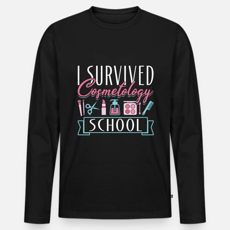 Cosmetologist I Survived - Männer Premium Bio Langarmshirt - Schwarz