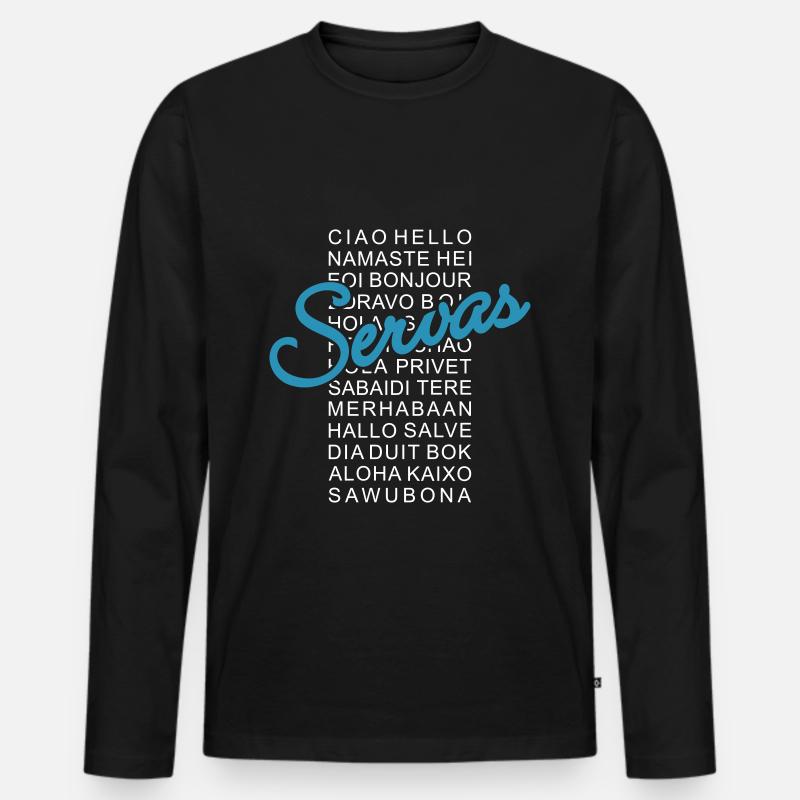 Servas Ciao Hello - Männer Premium Bio Langarmshirt - Schwarz