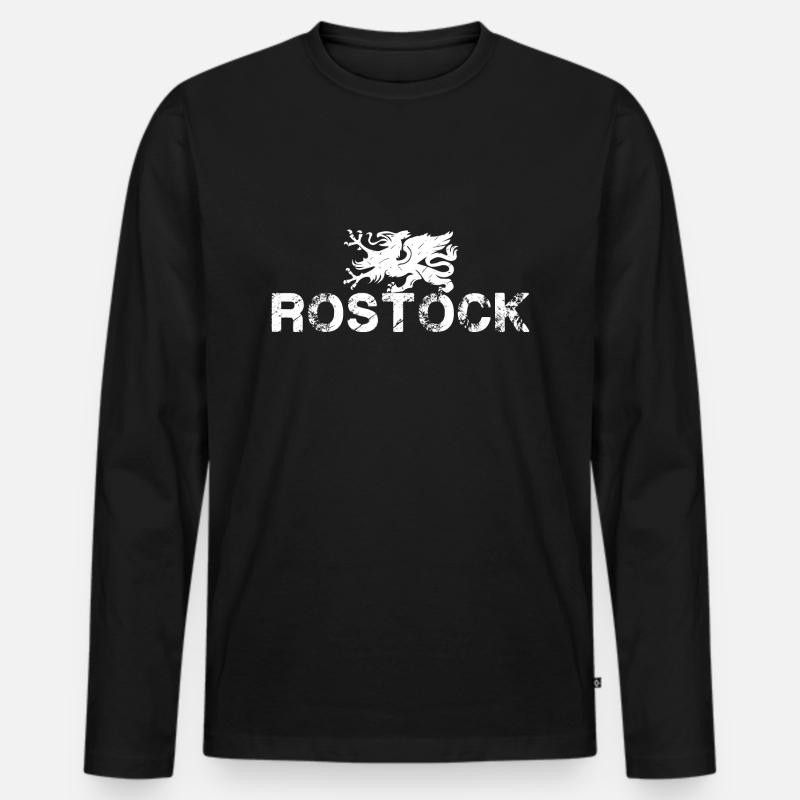 Rostock - Männer Premium Bio Langarmshirt - Schwarz