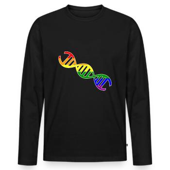 Gay DNA LGBT GAY Gay Lesbian Gay Pride - T-shirt manches longues Premium bio Homme - noir - Devant - Nico (187cm)