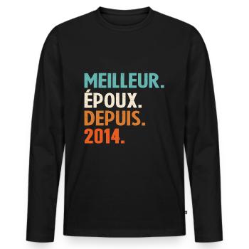 Meilleur Époux Depuis 2014 | 10 anniversaire - T-shirt manches longues Premium bio Homme - noir - Devant - Nico (187cm)