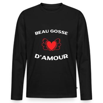 Handsome Love Kid Gift Man Love Day - Men's Premium Organic Long Sleeve Shirt - black - Front - Nico (187cm)