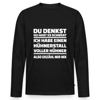 Poulet Coq Poulet Poulet Poulet Poulet Poulet - T-shirt manches longues Premium bio Homme - noir - Devant - Nico (187cm)