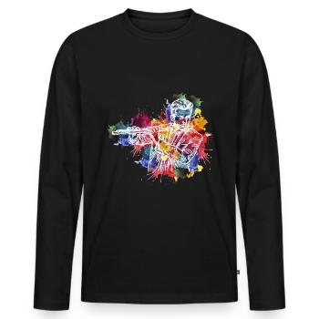 Elegant flute design for music enthusiasts and - Men's Premium Organic Long Sleeve Shirt - black - Front - Nico (187cm)