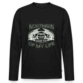 pêche, brochet, nord, - T-shirt manches longues Premium bio Homme - noir - Devant - Nico (187cm)
