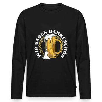 Dankeschön, Maßbier, Bier, Spruch, Cartoon, Lustig - Männer Premium Bio Langarmshirt - Schwarz - Vorne - Nico (187cm)