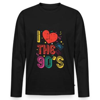J'aime les années 90 Love the 90`s Party Retro Fun - T-shirt manches longues Premium bio Homme - noir - Devant - Nico (187cm)