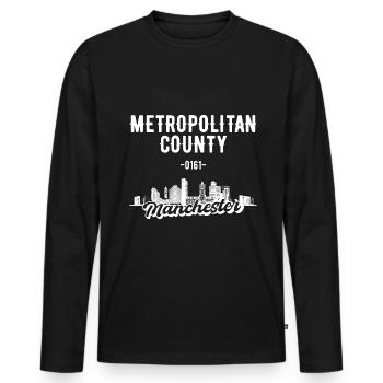 Manchester Metropolitan County Home Gift - Men's Premium Organic Long Sleeve Shirt - black - Front - Nico (187cm)