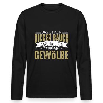 Dicker Bauch, Feinkostgewölbe, Feinschmecker, Fun - Männer Premium Bio Langarmshirt - Schwarz - Vorne - Nico (187cm)