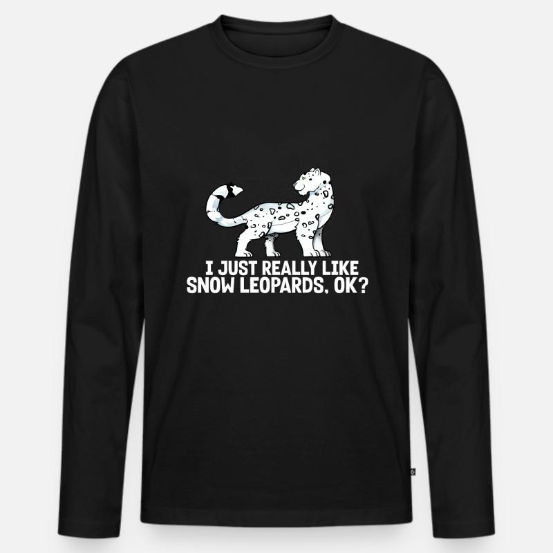 Schneeleopard - Männer Premium Bio Langarmshirt - Schwarz