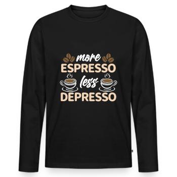 More Espresso, Kaffee, Coffee, Latte, Geschenkidee - Männer Premium Bio Langarmshirt - Schwarz - Vorne - Nico (187cm)