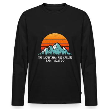 Camping Berge Retro Vintage Spruch Geschenk Shirt - Männer Premium Bio Langarmshirt - Schwarz - Vorne - Nico (187cm)