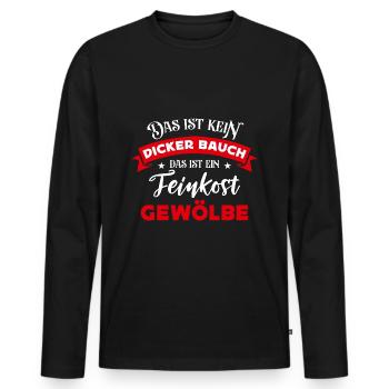 Dicker Bauch, Feinkostgewölbe, Feinschmecker, Fun - Männer Premium Bio Langarmshirt - Schwarz - Vorne - Nico (187cm)