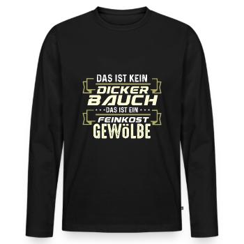 Dicker Bauch, Feinkostgewölbe, Feinschmecker, Fun - Männer Premium Bio Langarmshirt - Schwarz - Vorne - Nico (187cm)