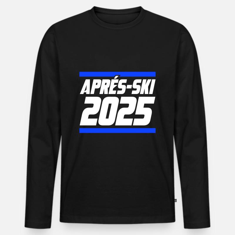 Apres Ski 2025 - Männer Premium Bio Langarmshirt - Schwarz