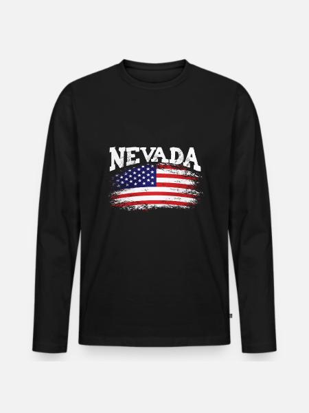 Nevada Pride State Mountain - Männer Premium Bio Langarmshirt - Schwarz