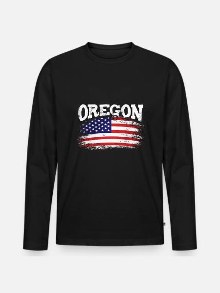 Retro Oregon State Mountain - Männer Premium Bio Langarmshirt - Schwarz