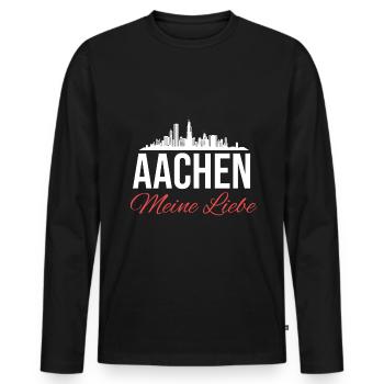 Aachen Deutschland Aachener Dom Germany - Männer Premium Bio Langarmshirt - Schwarz - Vorne - Nico (187cm)