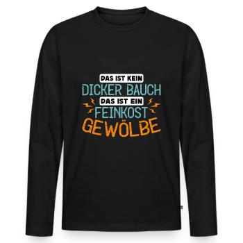 Dicker Bauch, Feinkostgewölbe, Feinschmecker, Fun - Männer Premium Bio Langarmshirt - Schwarz - Vorne - Nico (187cm)