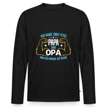 Papa Opa Vatertag Geschenk Weihnachten Funshirt - Männer Premium Bio Langarmshirt - Schwarz - Vorne - Nico (187cm)