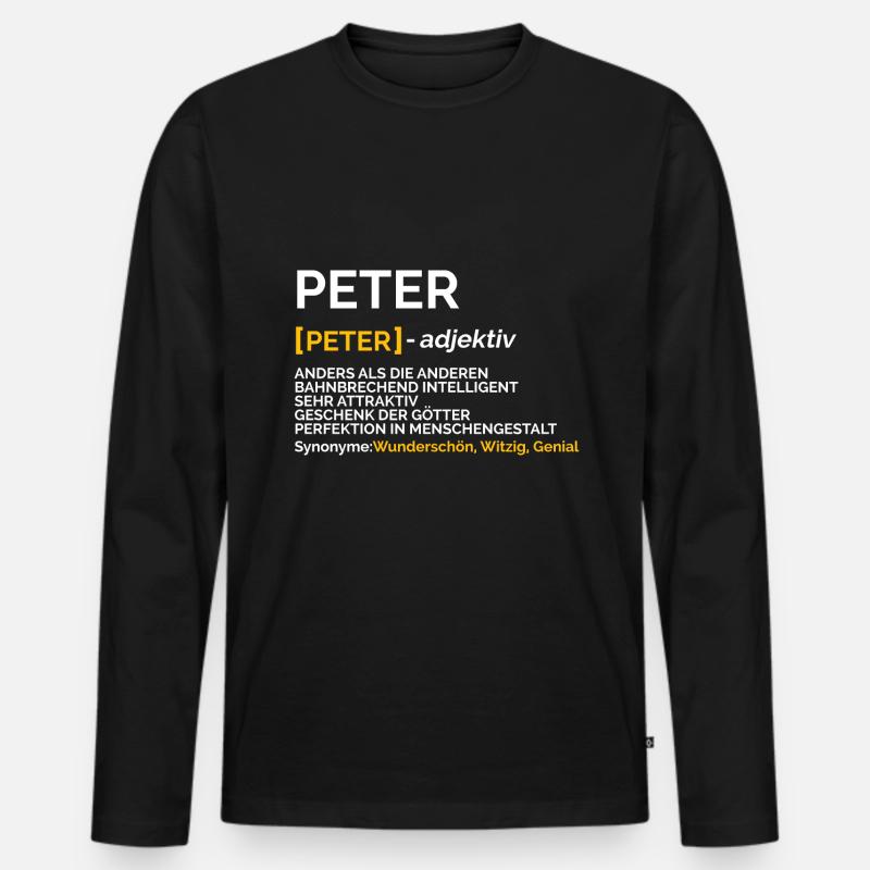 Peter - Männer Premium Bio Langarmshirt - Schwarz